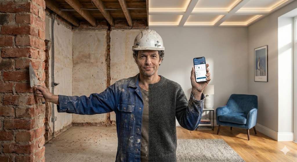 Empreiteiro em obra de remodelação